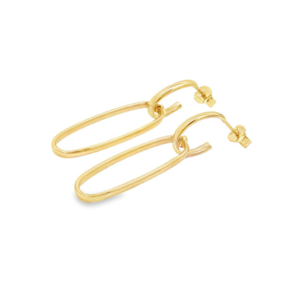 Jai's 18K Yellow Gold Elongated Oval Drop Earrings