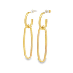 Jai's 18K Yellow Gold Elongated Oval Drop Earrings