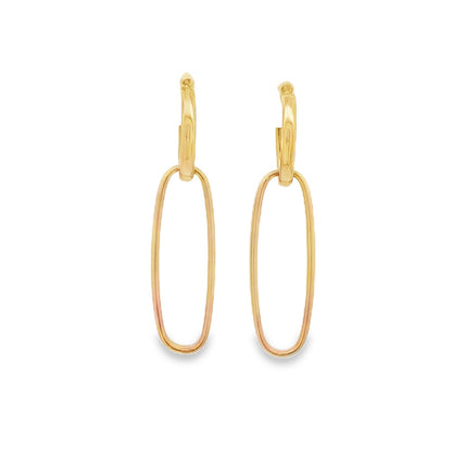 Jai's 18K Yellow Gold Elongated Oval Drop Earrings