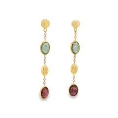 Jai's 18K Yellow Gold Tourmaline & Polished Bead Drop Earrings