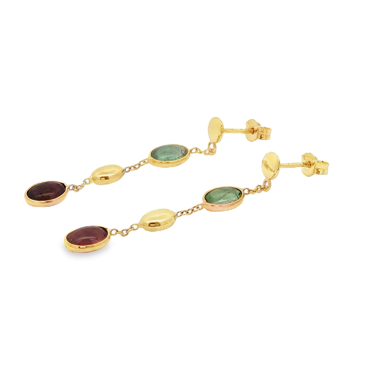 Jai's 18K Yellow Gold Tourmaline & Polished Bead Drop Earrings