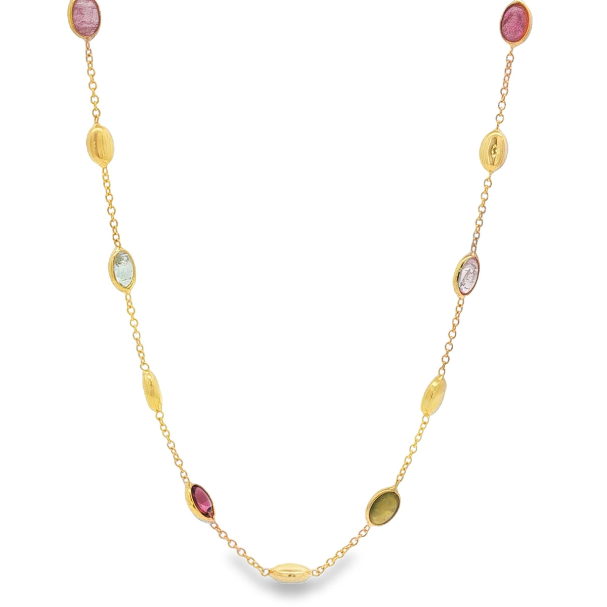 Jai's 18K Yellow Gold Tourmaline & Polished Bead Necklace