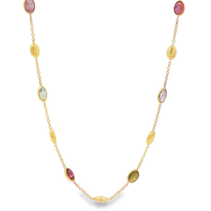 Jai's 18K Yellow Gold Tourmaline & Polished Bead Necklace