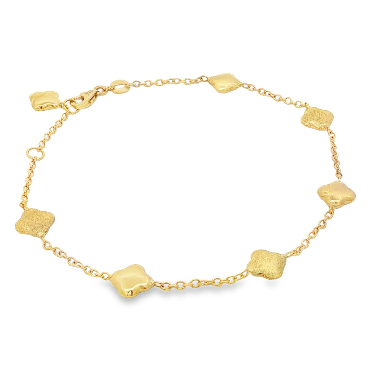 Jai's 18K Yellow Gold Polished & Satin Clover Bracelet