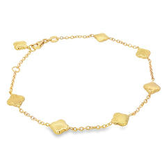 Jai's 18K Yellow Gold Polished & Satin Clover Bracelet