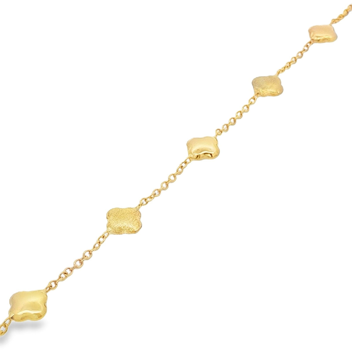 Jai's 18K Yellow Gold Polished & Satin Clover Bracelet