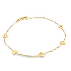Jai's 18K Yellow Gold Heart Bracelet