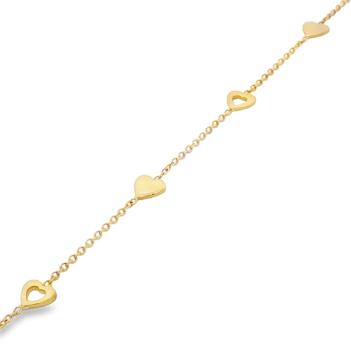 Jai's 18K Yellow Gold Heart Bracelet