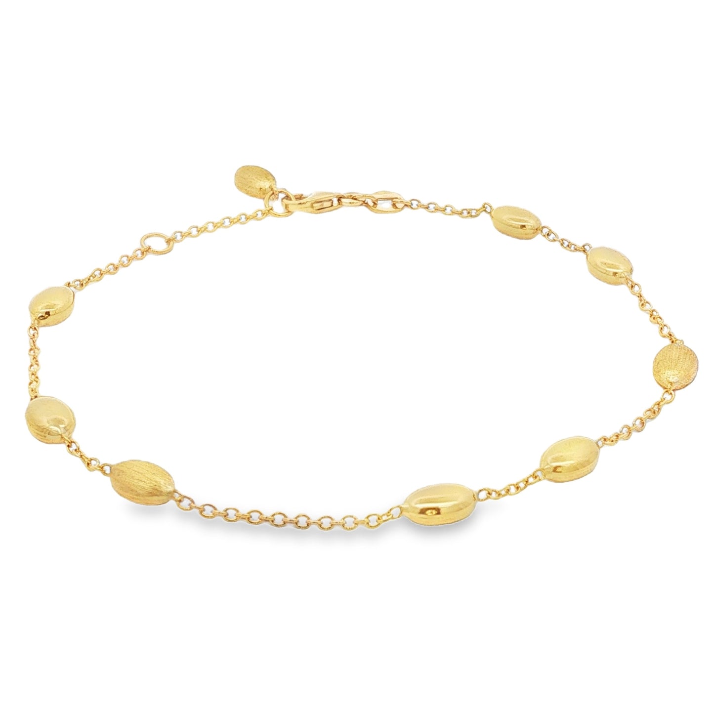 Jai's 18K Yellow Gold Satin & Polished Oval Bead Bracelet