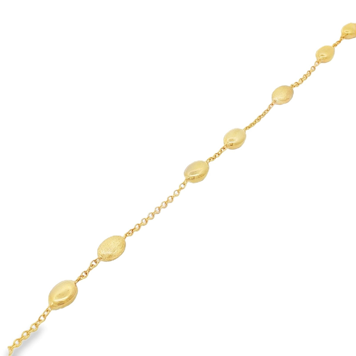 Jai's 18K Yellow Gold Satin & Polished Oval Bead Bracelet