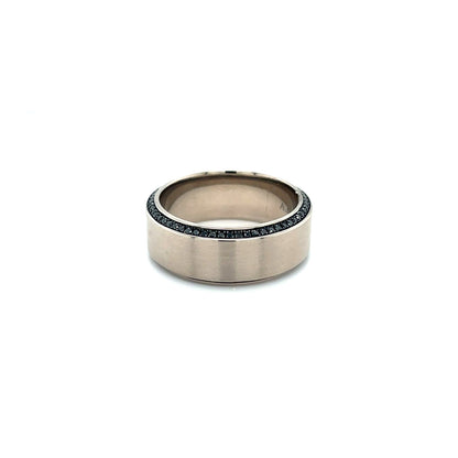 Jai's 14K Grey Gold Thick Black Diamond-lined Wedding Band