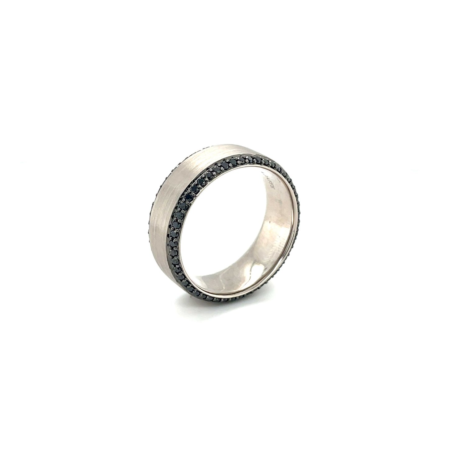 Jai's 14K Grey Gold Thick Black Diamond Wedding Band