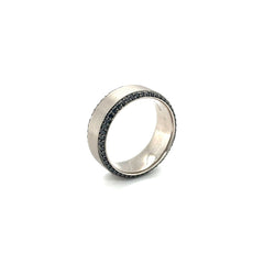 Jai's 14K Grey Gold Thick Black Diamond Wedding Band