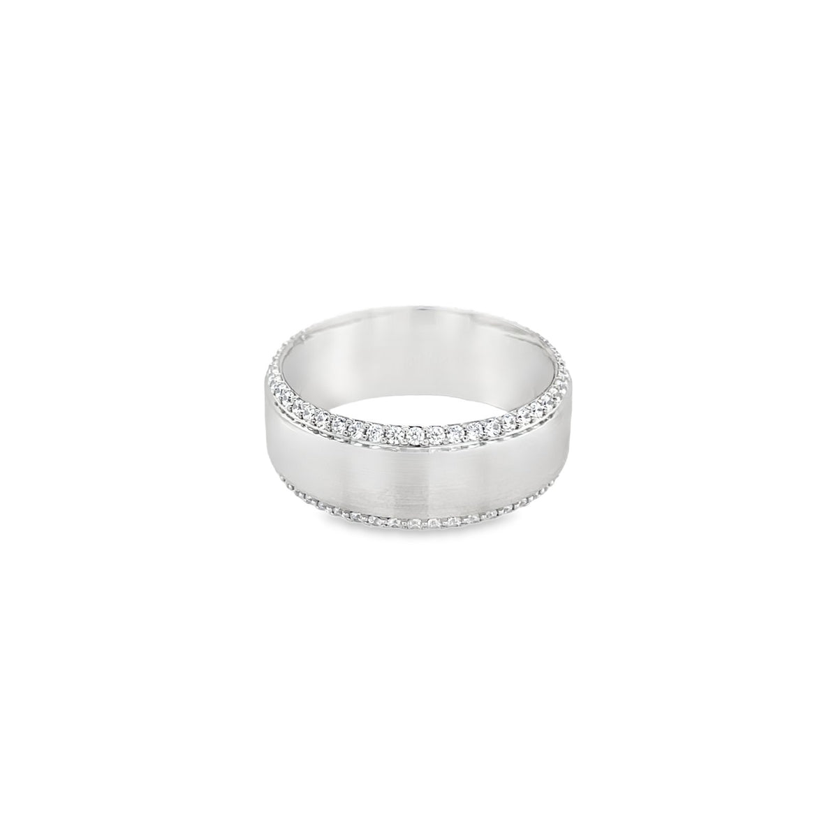 Jai's 14K Grey Gold Thick Diamond Wedding Band
