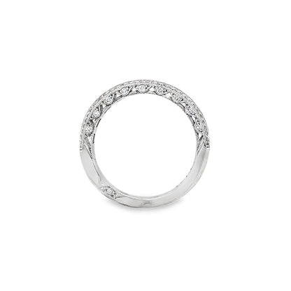 Tacori's 18K White Gold Classic Crescent Half-way Diamond Wedding Band