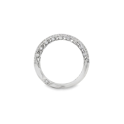 Tacori's 18K White Gold Classic Crescent Half-way Diamond Wedding Band