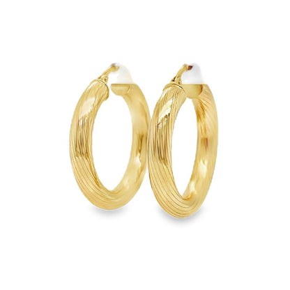 Jai's 14K Yellow Gold Lined Rounded Hoops