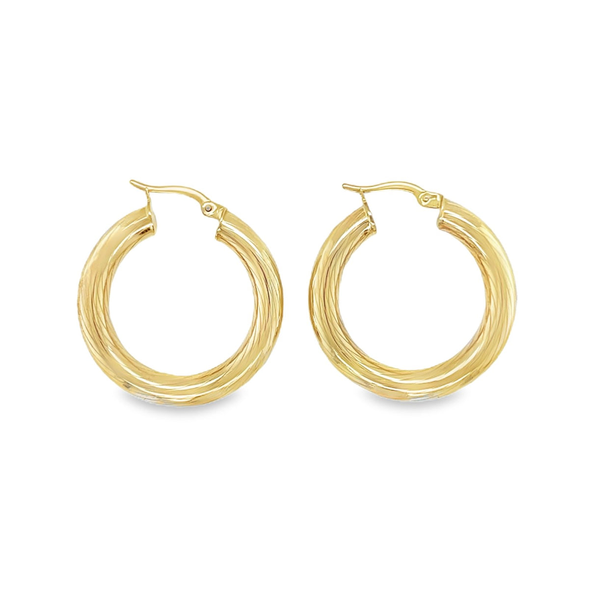 Jai's 14K Yellow Gold Lined Rounded Hoops