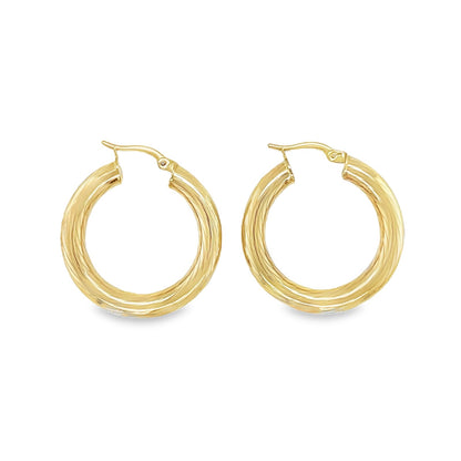 Jai's 14K Yellow Gold Lined Rounded Hoops