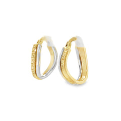 Jai's 14K Two-tone Greca-engraved Hoops