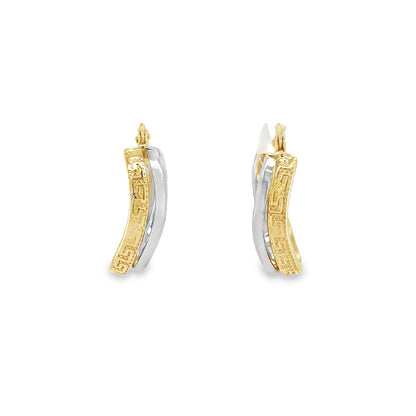 Jai's 14K Two-tone Greca-engraved Hoops