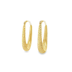Jai's 14K Yellow Gold Diamond-cut Oval Hoops