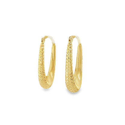 Jai's 14K Yellow Gold Diamond-cut Oval Hoops