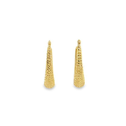 Jai's 14K Yellow Gold Diamond-cut Oval Hoops