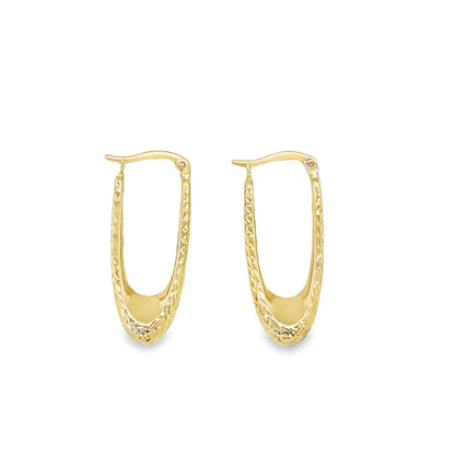 Jai's 14K Yellow Gold Diamond-cut Oval Hoops