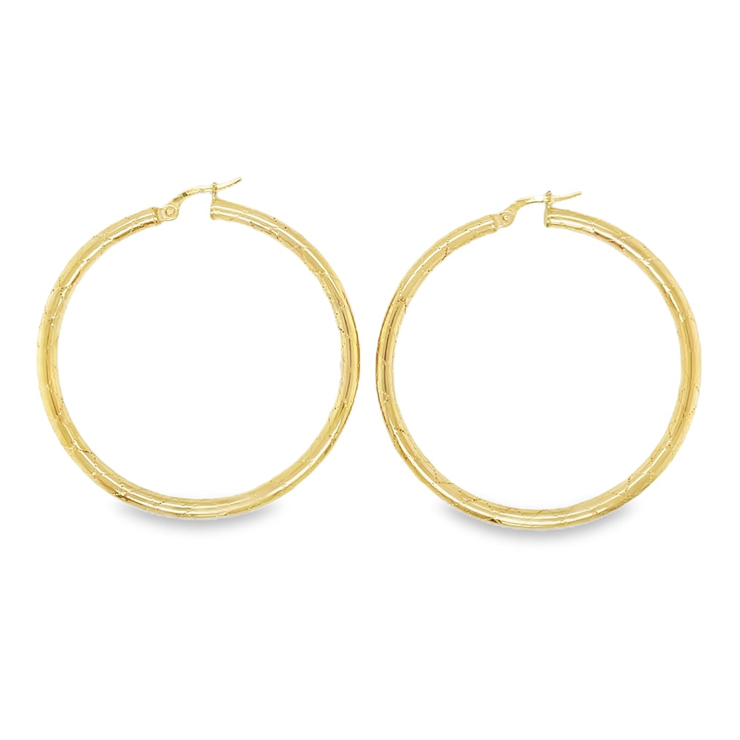 Jai's 14K Yellow Gold Engraved Rounded Hoops