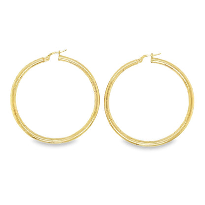 Jai's 14K Yellow Gold Engraved Rounded Hoops