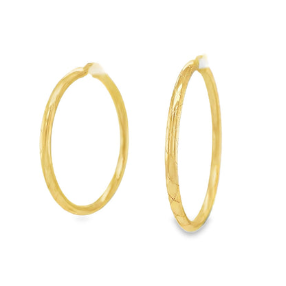 Jai's 14K Yellow Gold Engraved Rounded Hoops