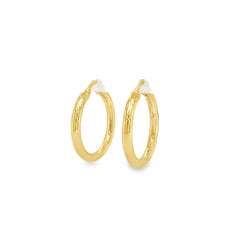 Jai's 14K Yellow Gold Engraved Rounded Hoops