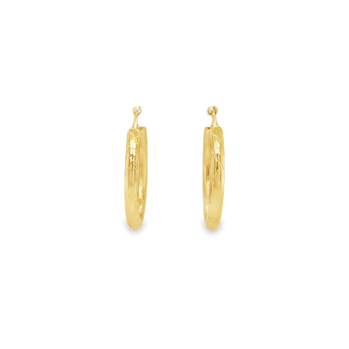 Jai's 14K Yellow Gold Engraved Rounded Hoops