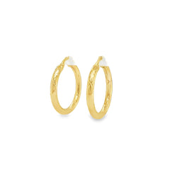 Jai's 14K Yellow Gold Engraved Rounded Hoops