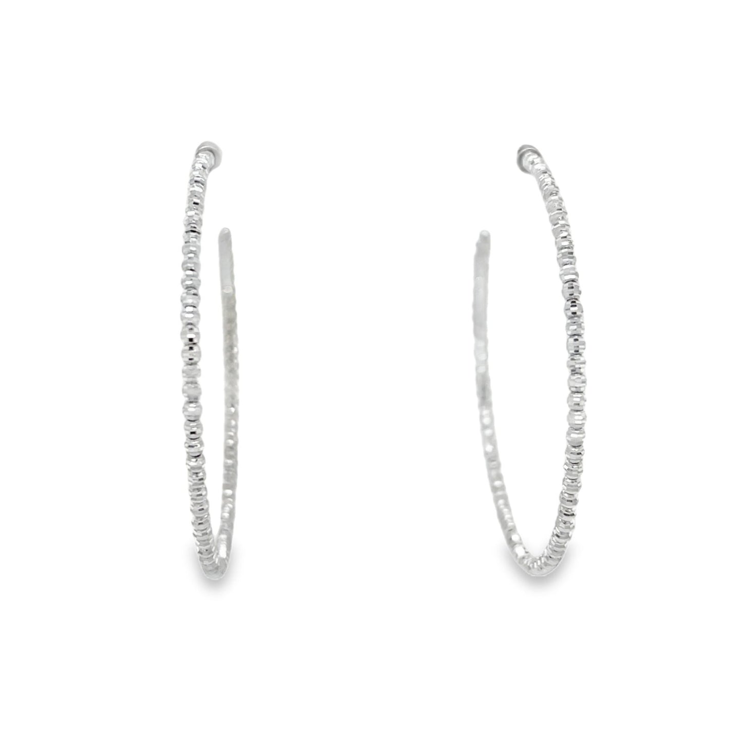 Jai's 14K White Gold Beaded Sparkle Hoops