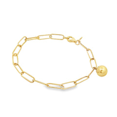 Jai's 14K Yellow Gold Paperclip & Sphere Charm Chain Bracelet