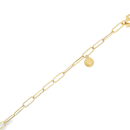 Jai's 14K Yellow Gold Paperclip & Sphere Charm Chain Bracelet