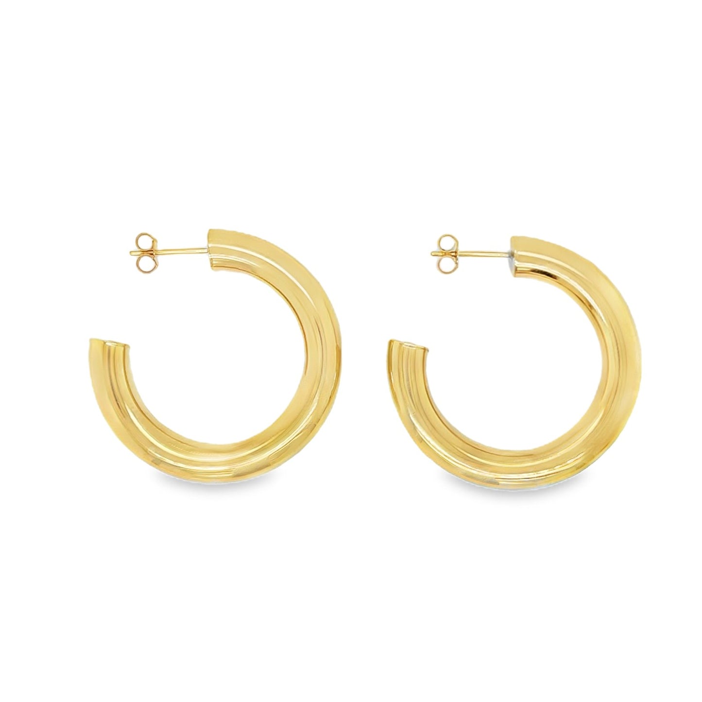 Jai's 14K Yellow Gold Rounded Open Hoops