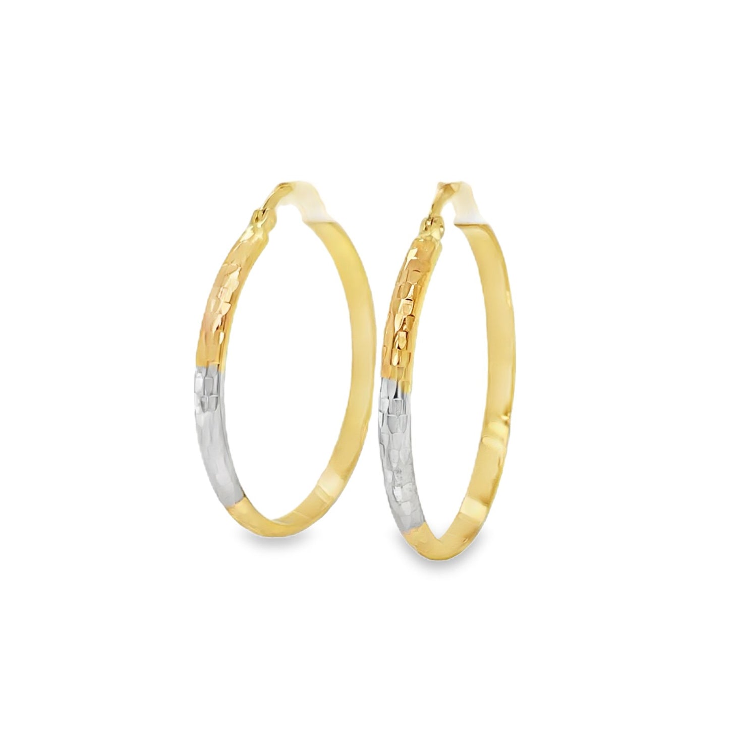 Jai's 14K Tri-tone Faceted Hoops