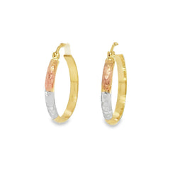 Jai's 14K Tri-tone Faceted Hoops