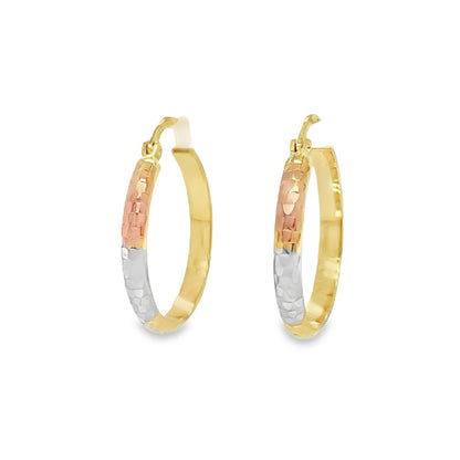 Jai's 14K Tri-tone Faceted Hoops