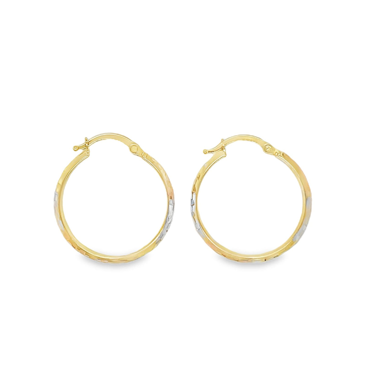 Jai's 14K Tri-tone Faceted Hoops