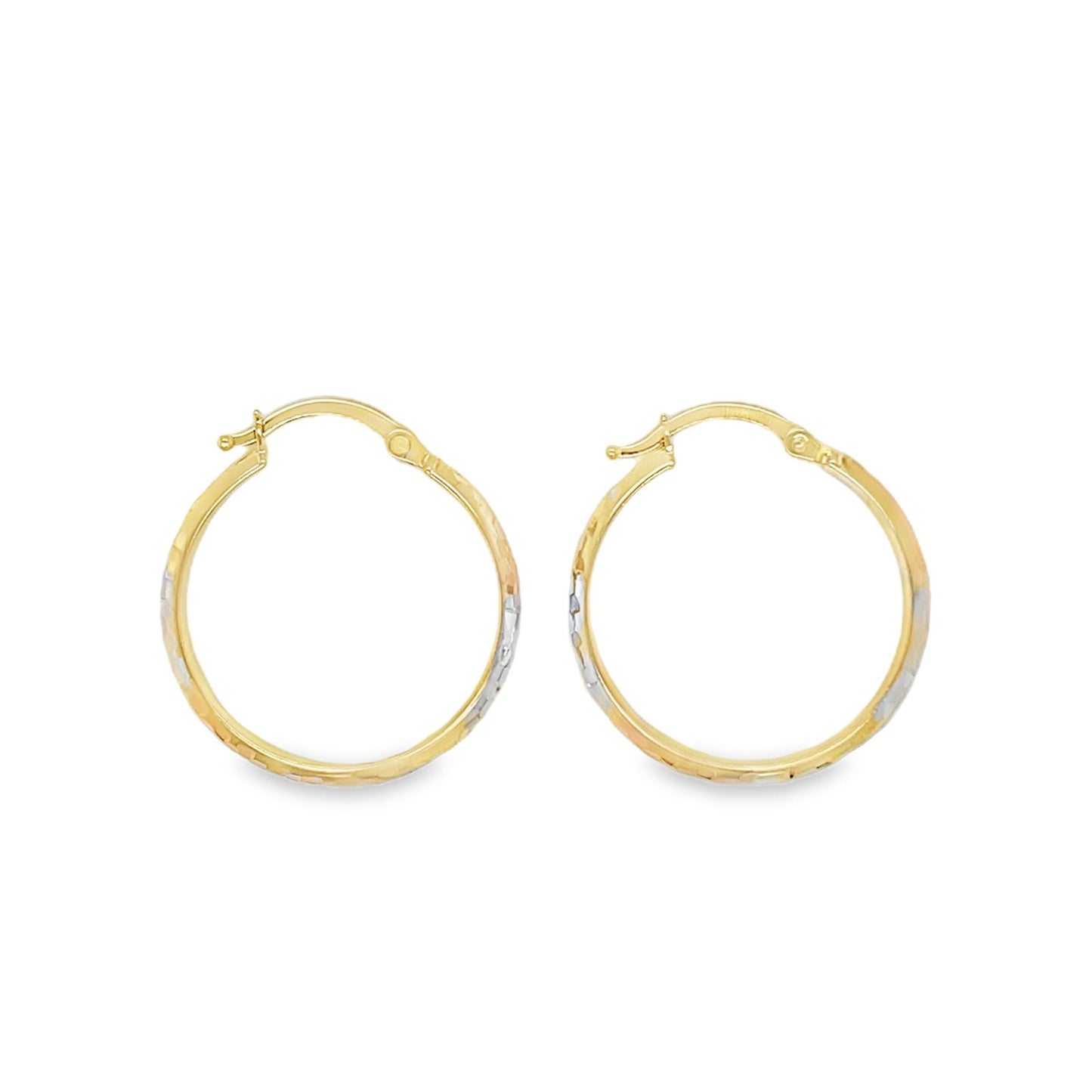 Jai's 14K Tri-tone Faceted Hoops