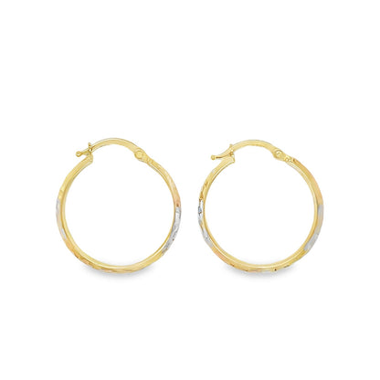 Jai's 14K Tri-tone Faceted Hoops