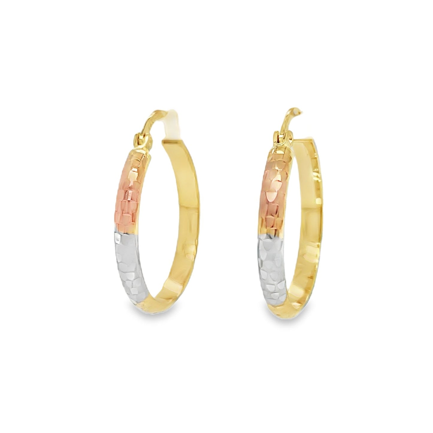 Jai's 14K Tri-tone Faceted Hoops
