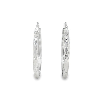 Jai's 14K White Gold Small Faceted Hoops