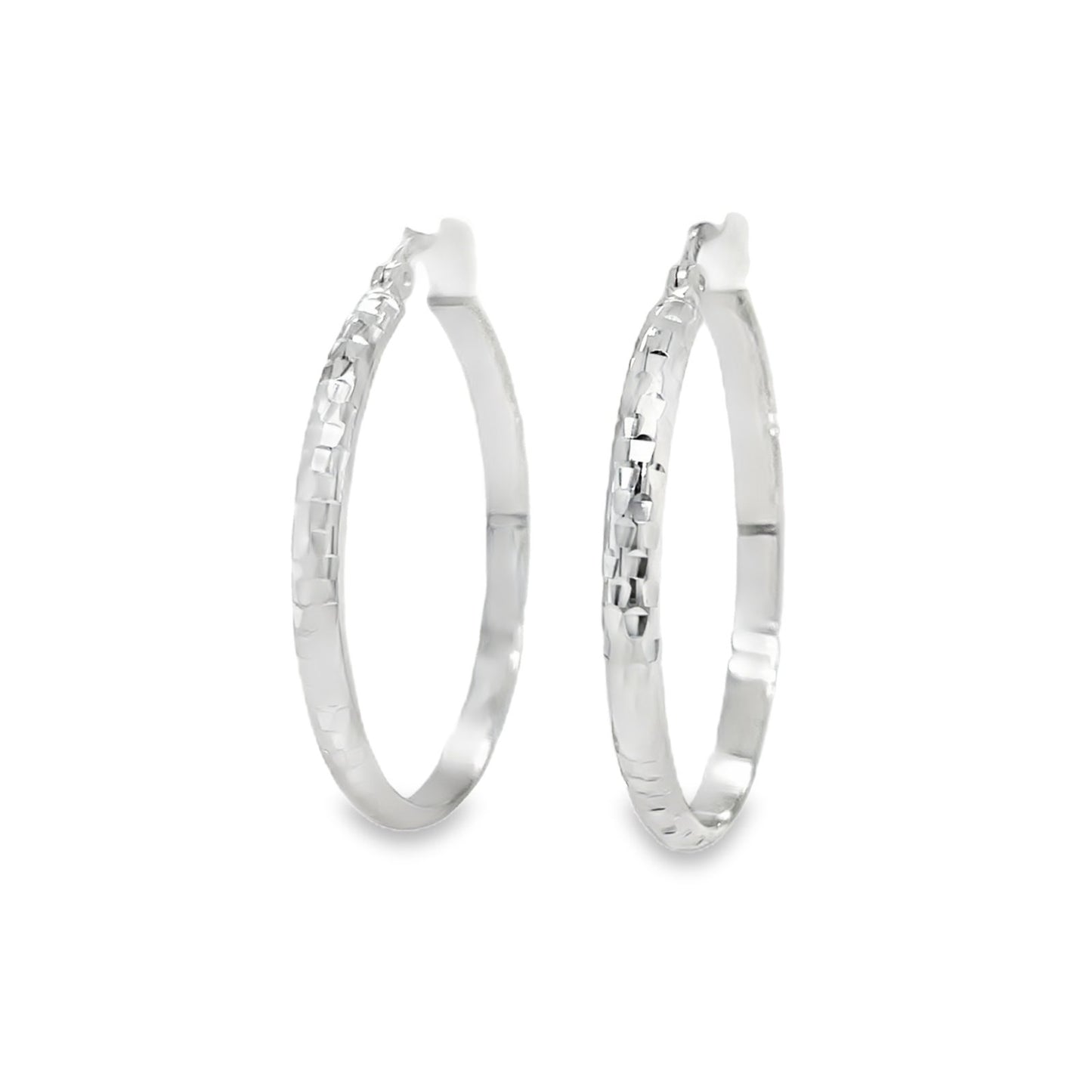 Jai's 14K White Gold Small Faceted Hoops