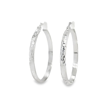 Jai's 14K White Gold Small Faceted Hoops