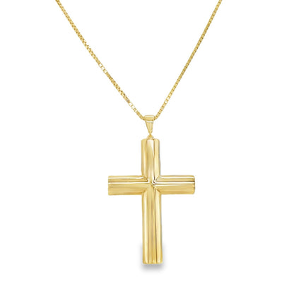 Jai's 14K Yellow Gold Rounded Cross Pendant